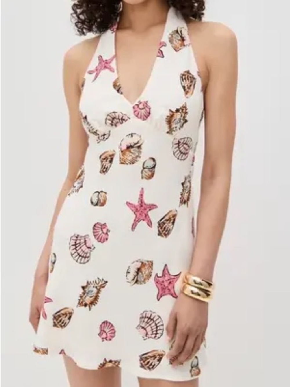 Reformation Delanie Halter Mini Dress in Seashell Print